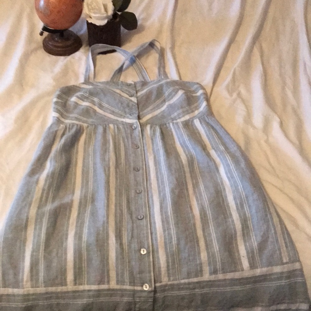 Blue stripped dress.